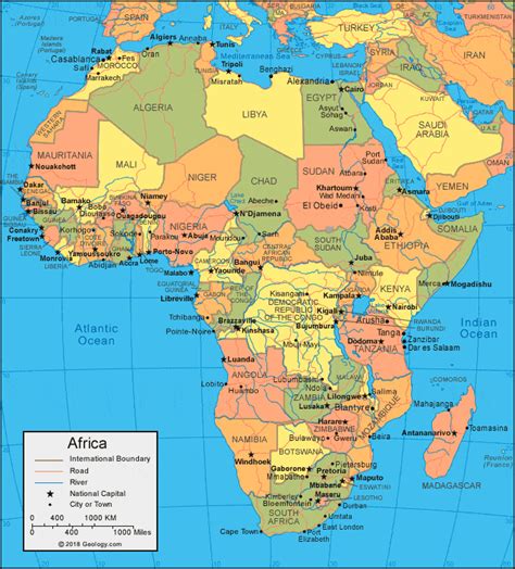 Labeled Map Of Africa With Countries And Capitals