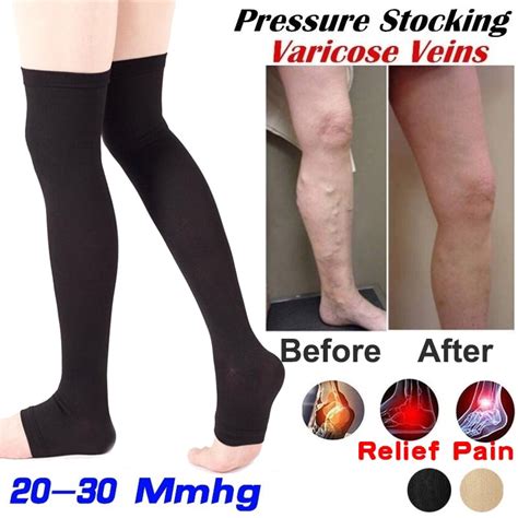 1 Pair Pressure Compression Socks Leg Support Stretch Compression Socks Open Toe Knee High