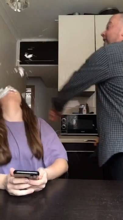 Dad Pranks Daughter By Distracting Her With Lighter Flame And Smashing Her Face With Pie Jukin