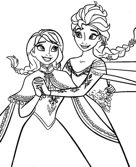 Desenho De Elsa E Anna Se Reencontrando Para Colorir Tudodesenhos