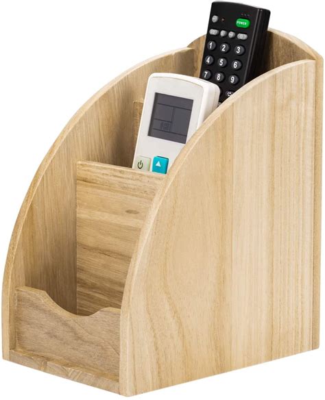 Remote Control Holder 3 Slot Wooden Remote Control Caddy Media