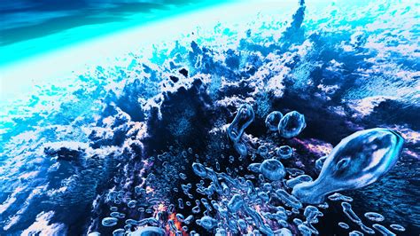 Wallpaper Water Blue Underwater Bubbles Coral Reef
