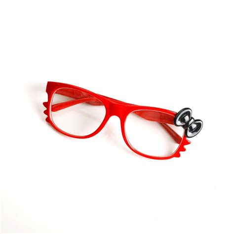 super hello kitty bow nerd clear eye glasses red frames with black bow eyeglasses 6 95 via