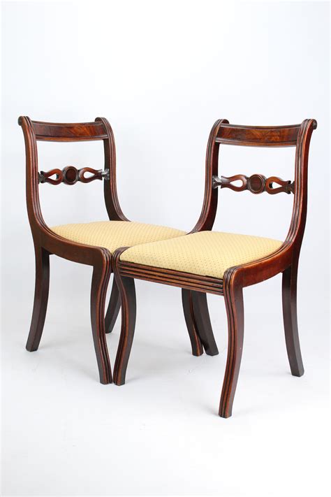 Pair Antique Regency Mahogany Side Chairs
