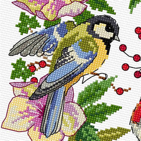 Full cross stitches, half cross stitch, back stitches, french knots kit contains 1. Lesley Teare Designs - Winter Bird Wreath (cross stitch ...
