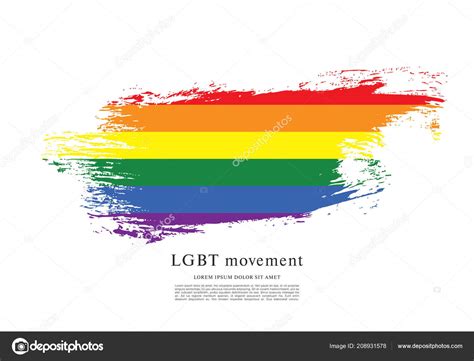 Rainbow Flag Lgbt Movement Vector Illustration Brush Stroke Background