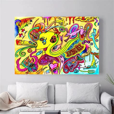 Psychedelic Abstract Acrylic Canvas Art Print Painting Poster Wall