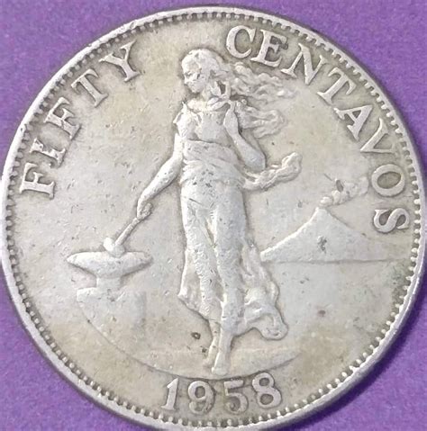 1958 Philippines English Series 50 Centavos Coin Hobbies And Toys