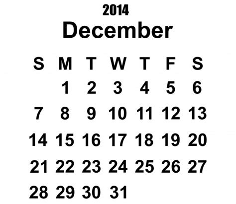 2014 Calendar December Template Free Stock Photo Public Domain Pictures