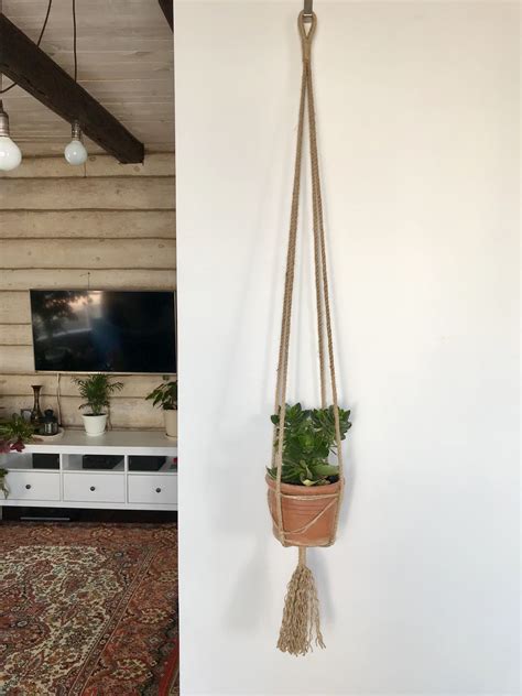 Outdoor Plant Hanger Is Made Of Jute Rope And Jute Yarn It Is Very