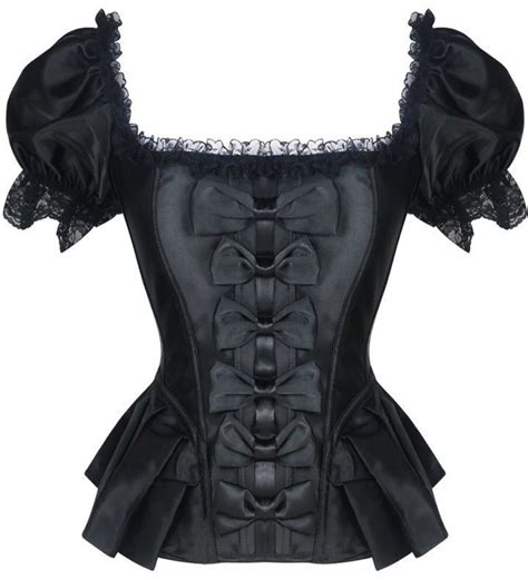 Daisy Corsets Black Satin Corset With Sleeves Corsets And Bustiers