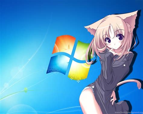 Anime Cat Girl With Windows7 Backgrounds Wallpapers