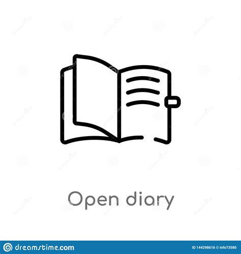 Outline Open Diary Vector Icon Isolated Black Simple Line Element