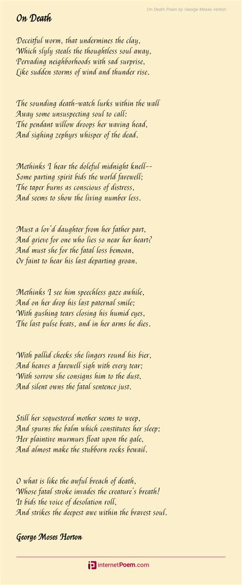 On Death Poem By George Moses Horton