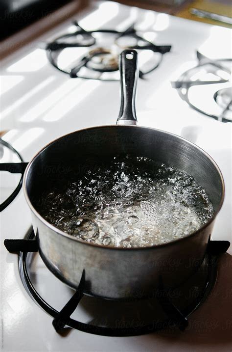 pot of water boiling on a gas stove by stocksy contributor cara dolan stocksy
