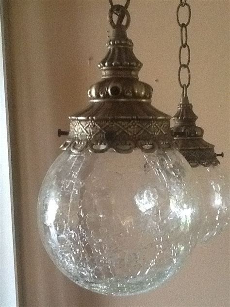 At your doorstep faster than ever. Antique Vintage Hanging Light Fixture 2 Cracked Glass ...