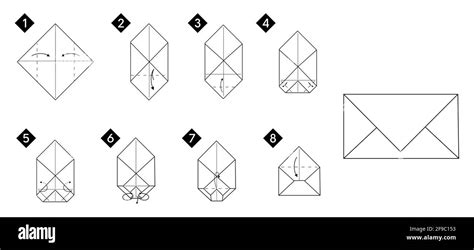 How To Make A Origami Envelope Vector Illustration Monochrome Black