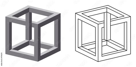 Vetor Do Stock Impossible Cube Optical Illusion Also Known As Irrational Cube An Impossible