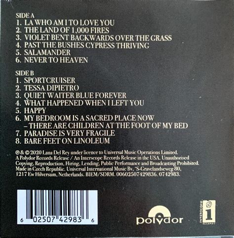 Lana Del Rey Violet Bent Backwards Over The Grass Limited Vinyl Lp Picture Disc For Sale Online And