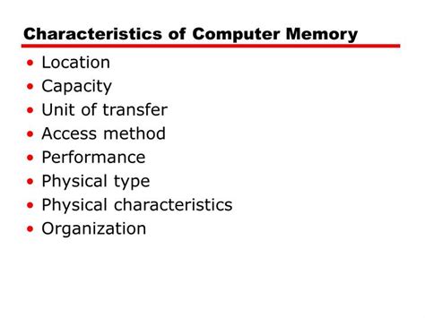 Ppt Characteristics Of Computer Memory Powerpoint Presentation Free