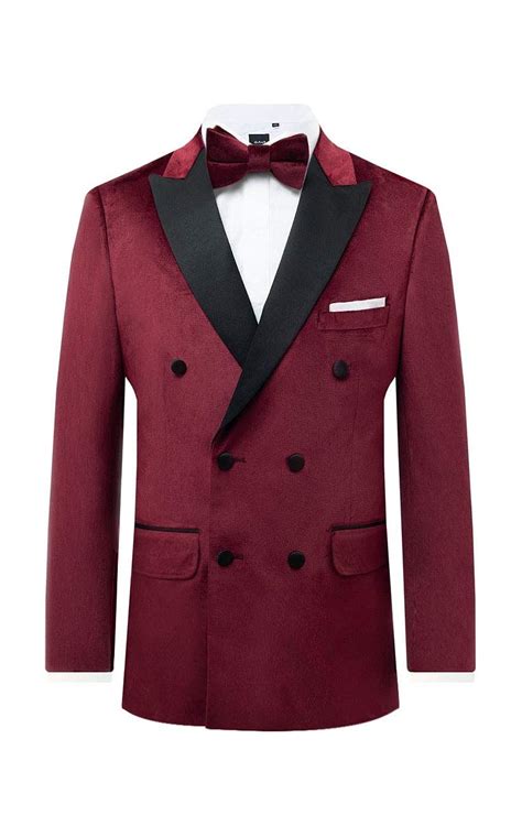 Dobell Mens Burgundy Velvet Tuxedo Jacket Double Breasted Contrast Peak
