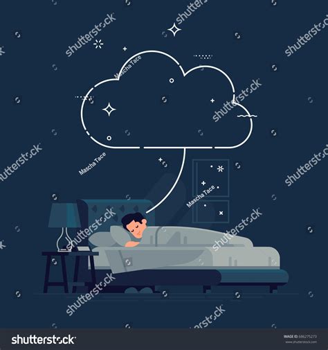 Sleeping Man Having Dream Concept Template Stock Vector Royalty Free