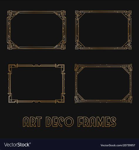 Art Deco Horizontal Gold Frames And Borders Set Vector Image
