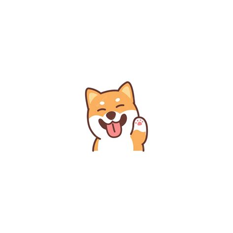 Premium Vector Cute Shiba Inu Dog Waving Paw Cartoon Icon
