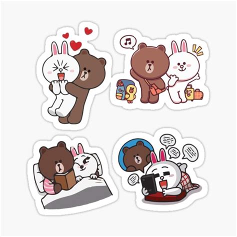 Brown Bear And Cony In Love Valentine Ts Sticker For Sale By Aminox911 Redbubble