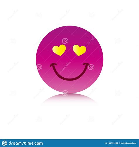 Happy Pink Emoji Face With Hearts As Eyes On White Background Stock