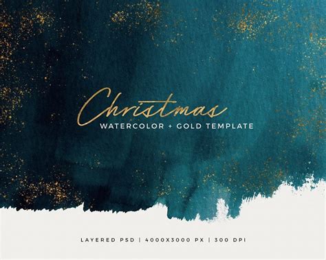 Christmas Watercolor Gold Template Tooolkit