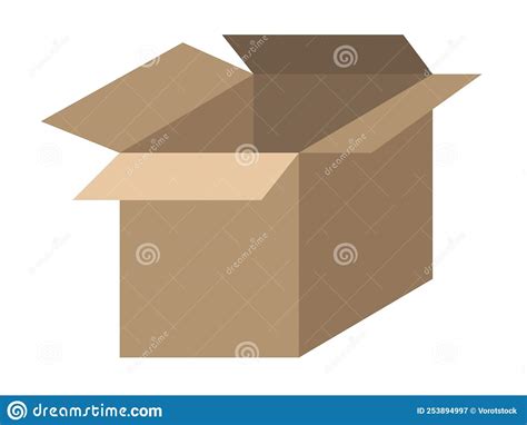 Vector Single Empty Cardboard Box Isolated On White Background Stock