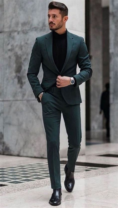Green Suits For Men Slim Fit 2 Piece Suit Formal Fashion Etsy