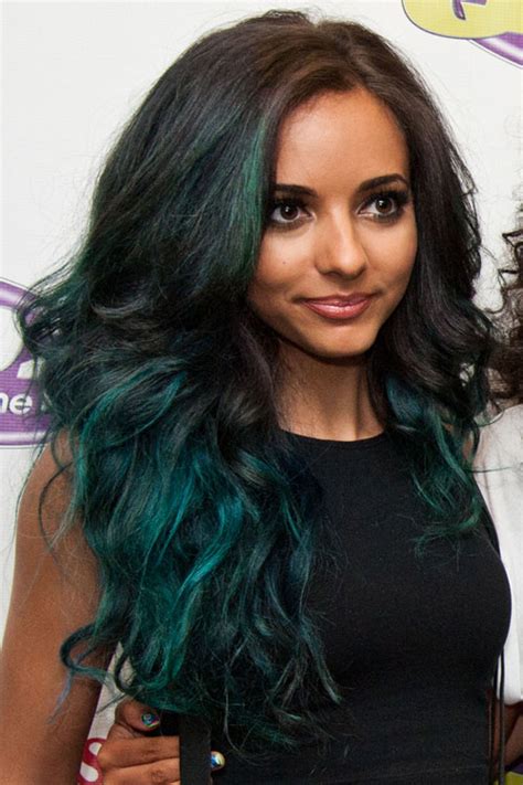 Jade Thirlwall Wavy Green Ombré, Two-Tone Hairstyle | Steal Her Style