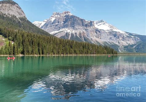 Canoe On Emerald Lake In Canadian Rocky Mountains Yoho Np Bc Canada