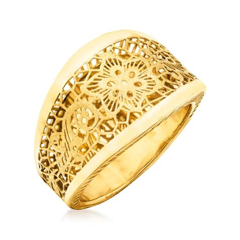 Italian 14kt Yellow Gold Filigree Floral Ring Ross Simons