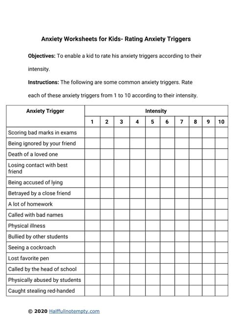 Anxiety Worksheets For Kids (7+) | OptimistMinds