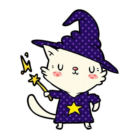 Vector Illustration Cartoon Cat Wizard Stock Illustration By