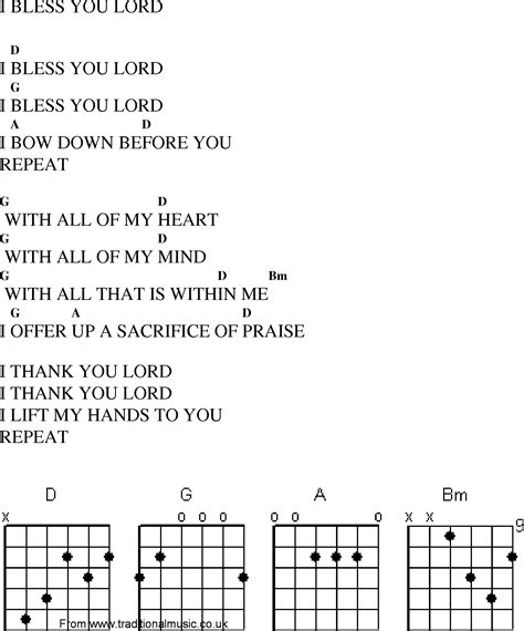 Christian Gospel Worship Song Lyrics With Chords I Bless You Lord
