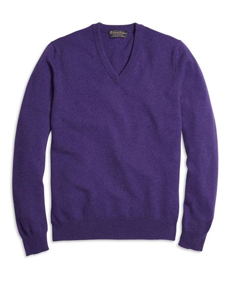 Brooks Brothers Cashmere V Neck Sweater In Purple For Men Lyst