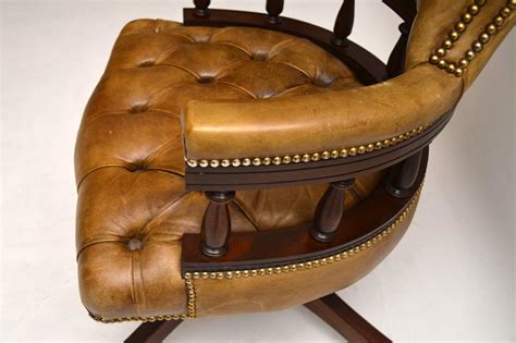 Nash leather swivel desk chair. Antique Leather & Mahogany Swivel Desk Chair - Marylebone ...