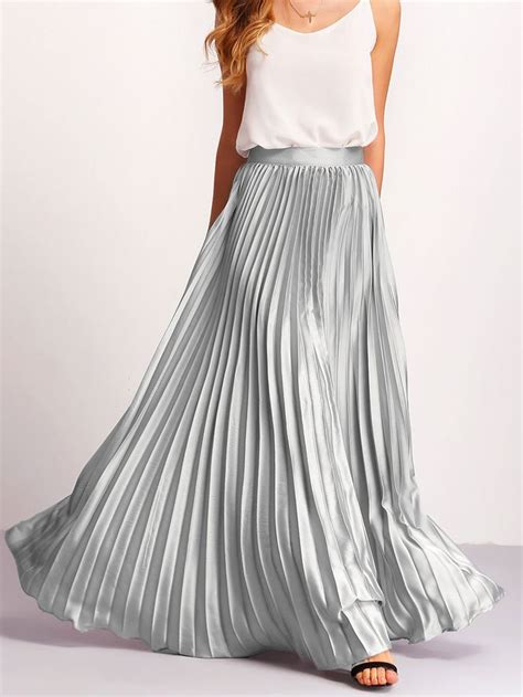 SHEIN Zipper Side Pleated Flare Maxi Skirt Stylish Skirts Skirt