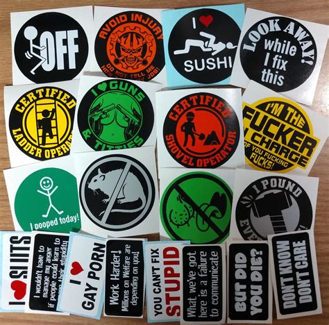 Sticker Pack 1 Lot Of 20 Funny Crazy Hard Hat Stickers Safety Silly Helmet Decals Laborer