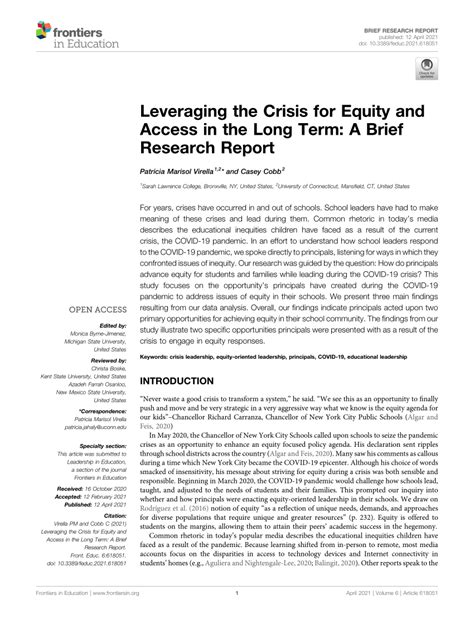 Pdf Leveraging The Crisis For Equity And Access In The Long Term A