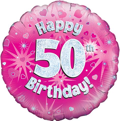 Happy Th Birthday Pink Holographic Oaktree Foil Balloon Bargain Balloons Mylar