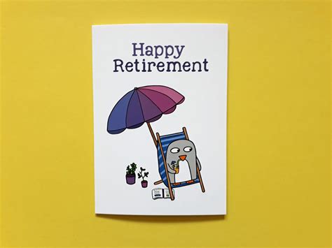 Happy Retirement Card Penguin Retirement Card Etsy Uk