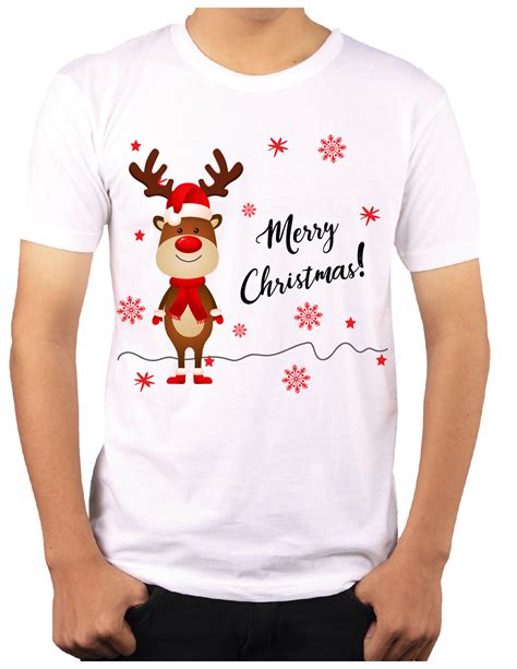 Merry Christmas 1 Stylish T Shirts Themed Printed Cotton Etsy Uk