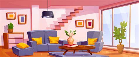 Cartoon Living Room Interior Design 22277079 Vector Art At Vecteezy