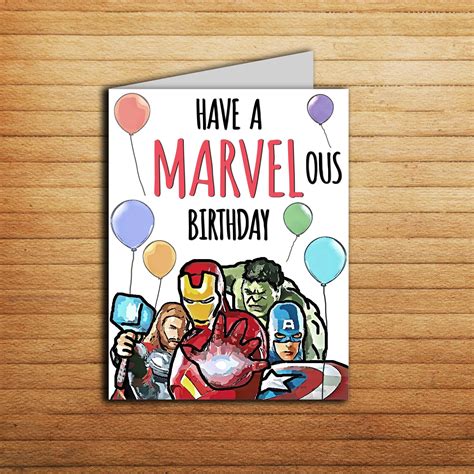 Avengers Birthday Card Marvel Birthday Card Printable Iron Man Hulk