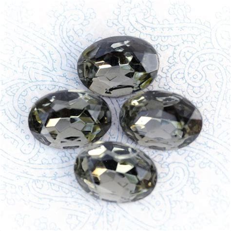 18x13mm Vintage Oval Black Diamond Faceted Glass Gems Jewels Etsy